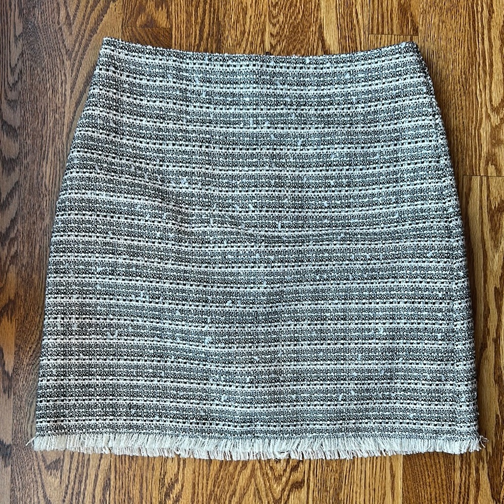 LOFT Gray White Mini Pencil Skirt